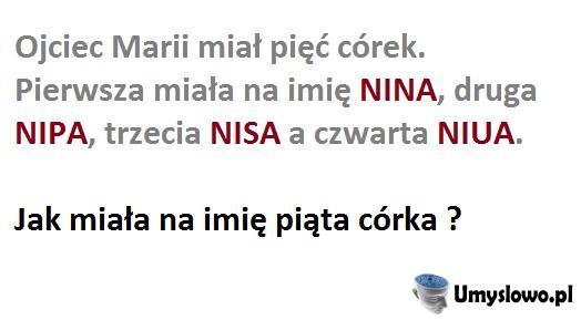 Imię piątej córki.